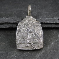 Carol Felley Turquoise Reversible Kachina Pendant Sterling Silver
