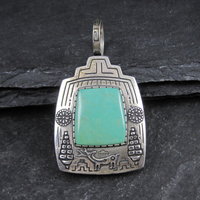 Carol Felley Turquoise Reversible Kachina Pendant Sterling Silver