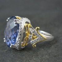 Designer Sterling Silver 10.58ctw Color Change Fluorite & White Topaz Ring Sz 10