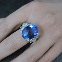 Designer Sterling Silver 10.58ctw Color Change Fluorite & White Topaz Ring Sz 10