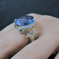 Designer Sterling Silver 10.58ctw Color Change Fluorite & White Topaz Ring Sz 10