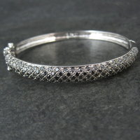Sterling Silver Black Tourmaline Bangle Bracelet 6.75"