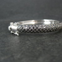 Sterling Silver Black Tourmaline Bangle Bracelet 6.75"