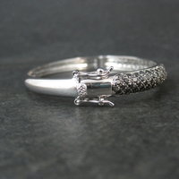 Sterling Silver Black Tourmaline Bangle Bracelet 6.75"