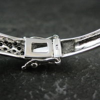 Sterling Silver Black Tourmaline Bangle Bracelet 6.75"