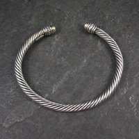Vintage Sterling Silver and 18K Yellow Gold Cable Bracelet 7" Jeffrey Levin