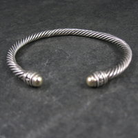 Vintage Sterling Silver and 18K Yellow Gold Cable Bracelet 7" Jeffrey Levin