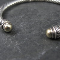 Vintage Sterling Silver and 18K Yellow Gold Cable Bracelet 7" Jeffrey Levin