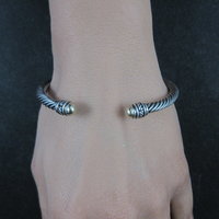 Vintage Sterling Silver and 18K Yellow Gold Cable Bracelet 7" Jeffrey Levin