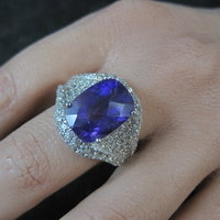 5.50 Carat Amethyst and 3.08 ctw White Zircon Ring in Sterling Silver Size 10