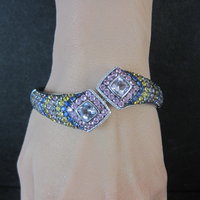 Colleen Lopez Rose de France Sapphire and Diamond Sterling Silver Bracelet