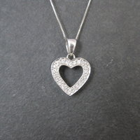 Estate 14K White Gold .25 Carat Diamond Heart Pendant Necklace