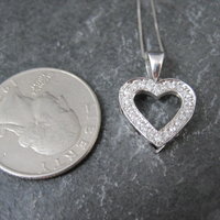 Estate 14K White Gold .25 Carat Diamond Heart Pendant Necklace