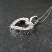Estate 14K White Gold .25 Carat Diamond Heart Pendant Necklace