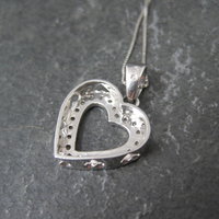 Estate 14K White Gold .25 Carat Diamond Heart Pendant Necklace