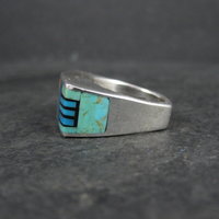 Vintage Southwestern Sterling Turquoise Spiny Oyster Inlay Ring Size 7
