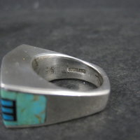 Vintage Southwestern Sterling Turquoise Spiny Oyster Inlay Ring Size 7