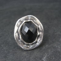 Vintage Gothic Chunky Onyx Sterling Ring Size 6