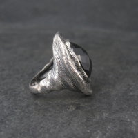 Vintage Gothic Chunky Onyx Sterling Ring Size 6