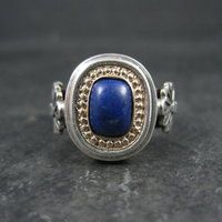 Vintage Sterling and 14K Lapis Lazuli Ring Size 8