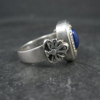 Vintage Sterling and 14K Lapis Lazuli Ring Size 8