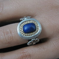 Vintage Sterling and 14K Lapis Lazuli Ring Size 8