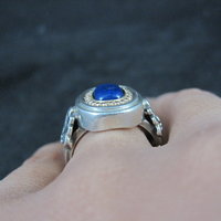 Vintage Sterling and 14K Lapis Lazuli Ring Size 8