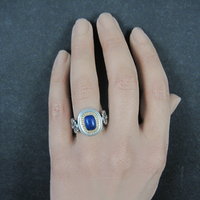 Vintage Sterling and 14K Lapis Lazuli Ring Size 8