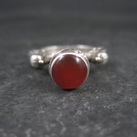 Vintage Carnelian Bird Ring Size 7 Unique Sterling Silver Jewelry