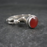 Vintage Carnelian Bird Ring Size 7 Unique Sterling Silver Jewelry