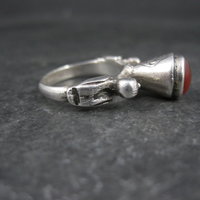 Vintage Carnelian Bird Ring Size 7 Unique Sterling Silver Jewelry