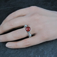 Vintage Carnelian Bird Ring Size 7 Unique Sterling Silver Jewelry