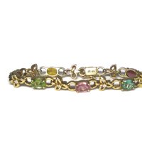 Estate 18K 12 Carat Gemstone Diamond Bracelet 6.5 Inches