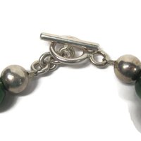 Chunky Vintage Sterling Cats Eye Bead Toggle Bracelet 7.5 Inches
