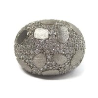 Vintage Brushed Sterling Cubic Zirconia Dome Ring Size 8.5