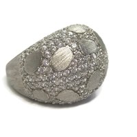 Vintage Brushed Sterling Cubic Zirconia Dome Ring Size 8.5
