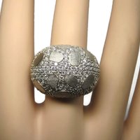 Vintage Brushed Sterling Cubic Zirconia Dome Ring Size 8.5