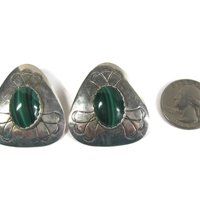 Vintage Navajo Sterling Malachite Earrings