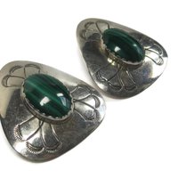 Vintage Navajo Sterling Malachite Earrings