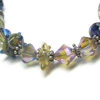 Handmade Blue Lampwork Art Glass Bead Bracelet 8 Inches