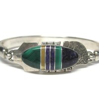 Estate Navajo Inlaid Feather Bracelet 6 Inches G Howe