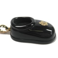 Vintage 14K Black Onyx Baby Shoe Pendant
