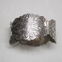 Ornate Vintage Mexican Sterling Panel Bracelet 7 Inches Ruiz