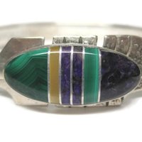 Estate Navajo Inlaid Feather Bracelet 6 Inches G Howe