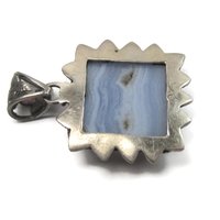 Vintage 90s Sterling Blue Banded Agate Pendant