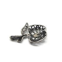 Vintage Sterling Diamond Cut Filigree Apple Pendant