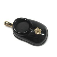 Vintage 14K Black Onyx Baby Shoe Pendant