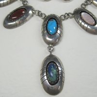 Estate Navajo Multi Stone Necklace and Earrings Native American Jewelry Set