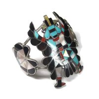 Vintage Zuni Turquoise Coral Inlay Knifewing Cuff Bracelet Annalee Tekala