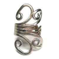 Vintage 80s Modernist Sterling Swirl Ring Size 5.5